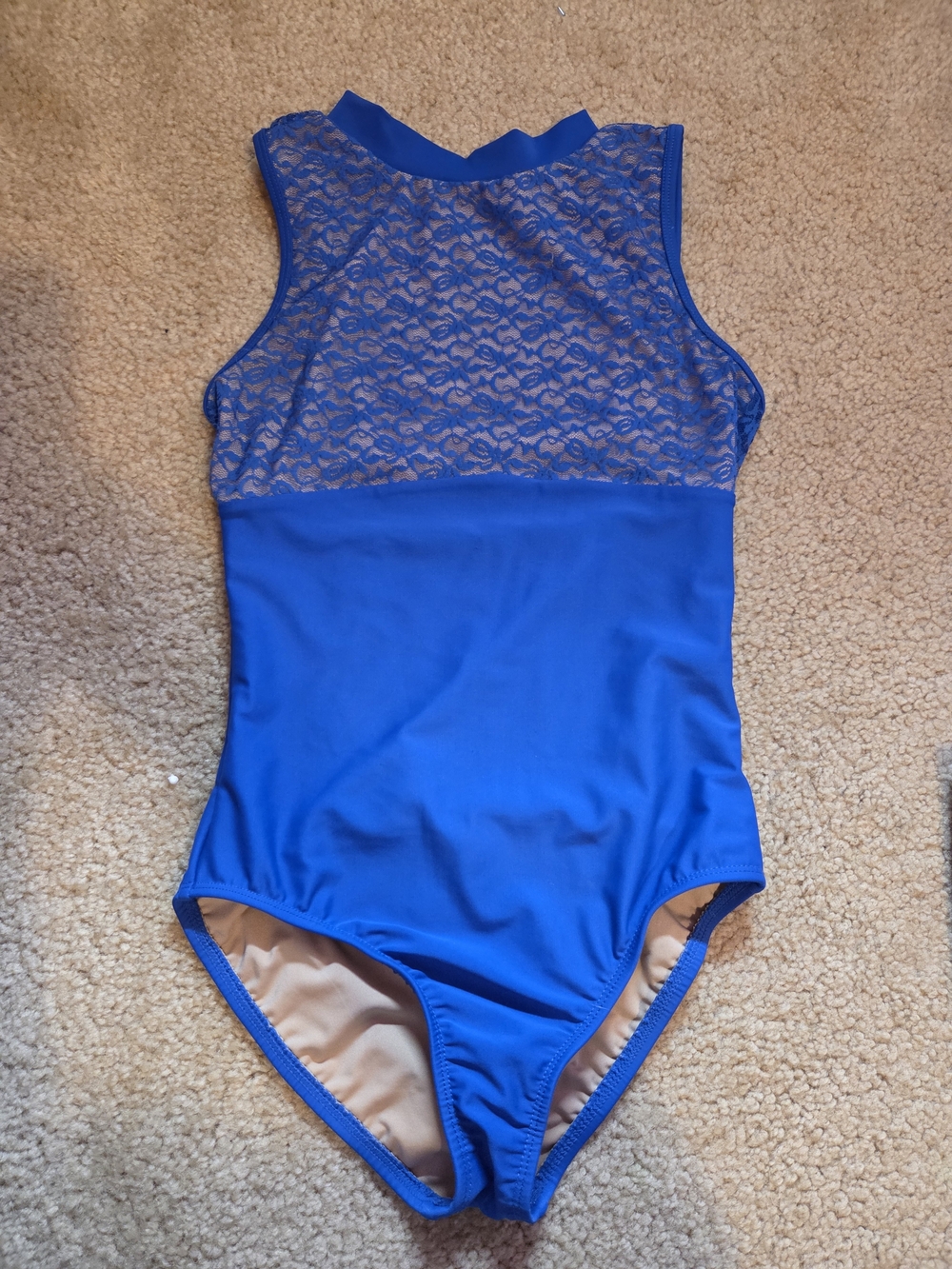 Girls XL royal Blue Lace-Top ballet Leotard